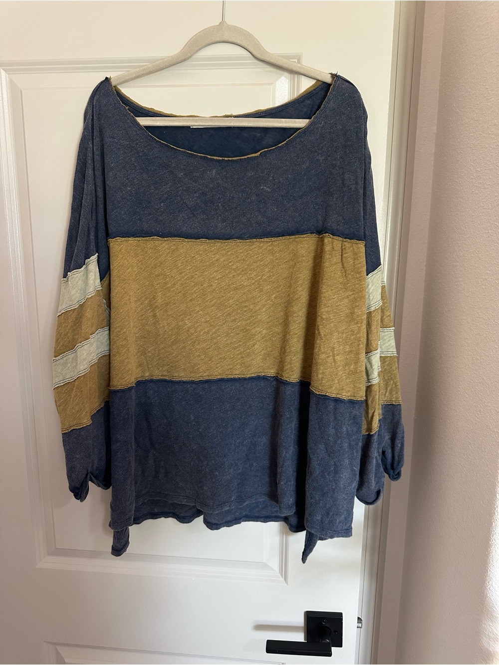 We The Free Navy and Mustard Colorblock Pullover